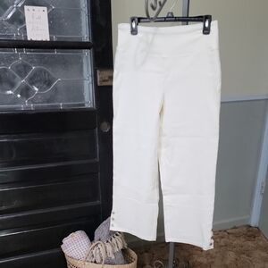 NWOT Wynne Layers Cream Wide Leg Crop With Snap Accent Women Size 10